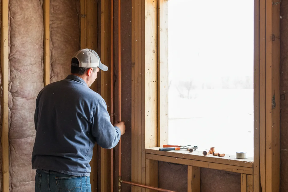 Licensed plumber running new copper supply lines in a Lovelock home